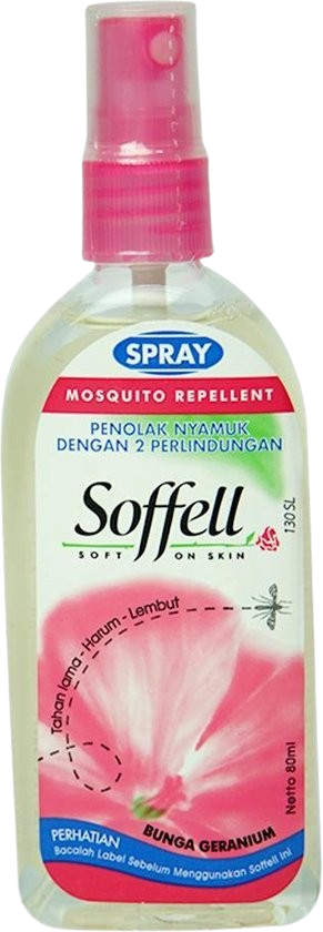 Soffell - Mosquito Spray - Bunga Geranium - 80ml