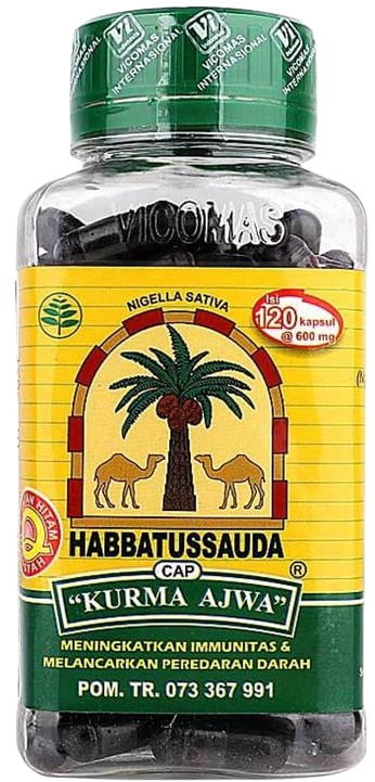 Habbatussauda - Black Cumin capsules - ajwa dates - 100 capsules of 600 mg each